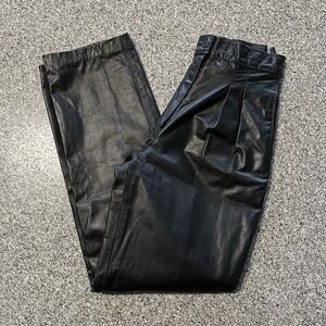 Vintage‎ Comint Leather Pants Womens 24x29 Pleated High Rise Straight Genuine